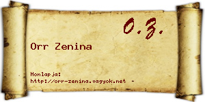 Orr Zenina névjegykártya